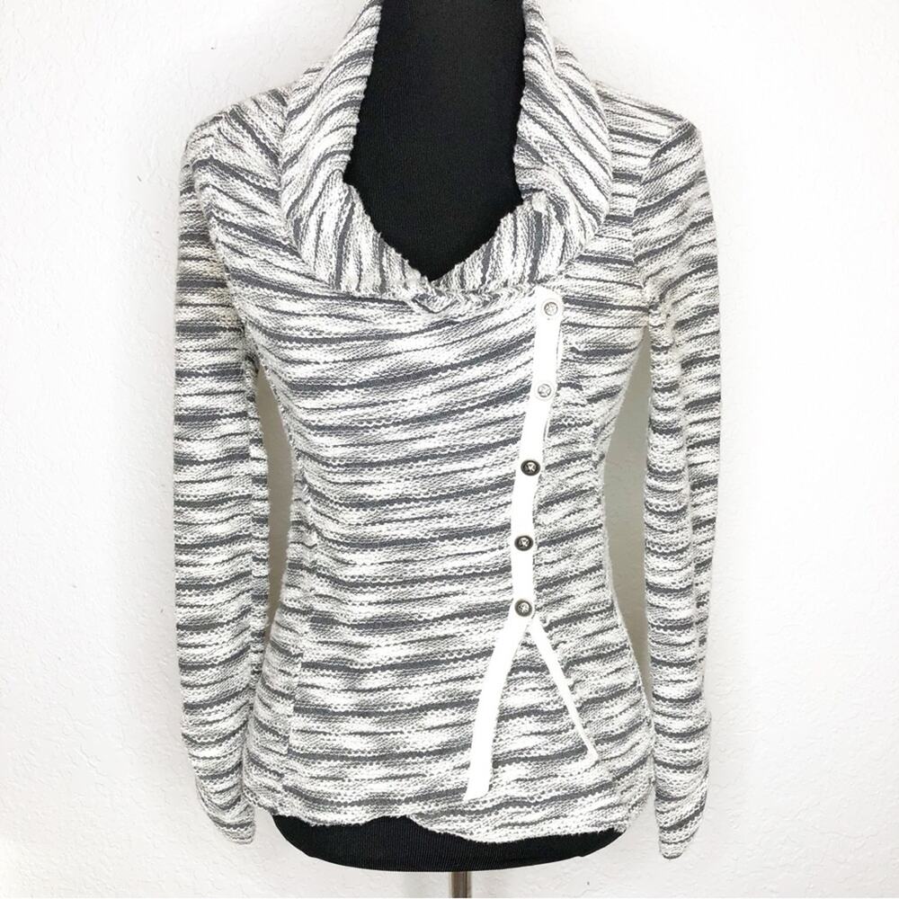 Anthropologie Saturday Sunday gray marled button knit jacket size Extra Small